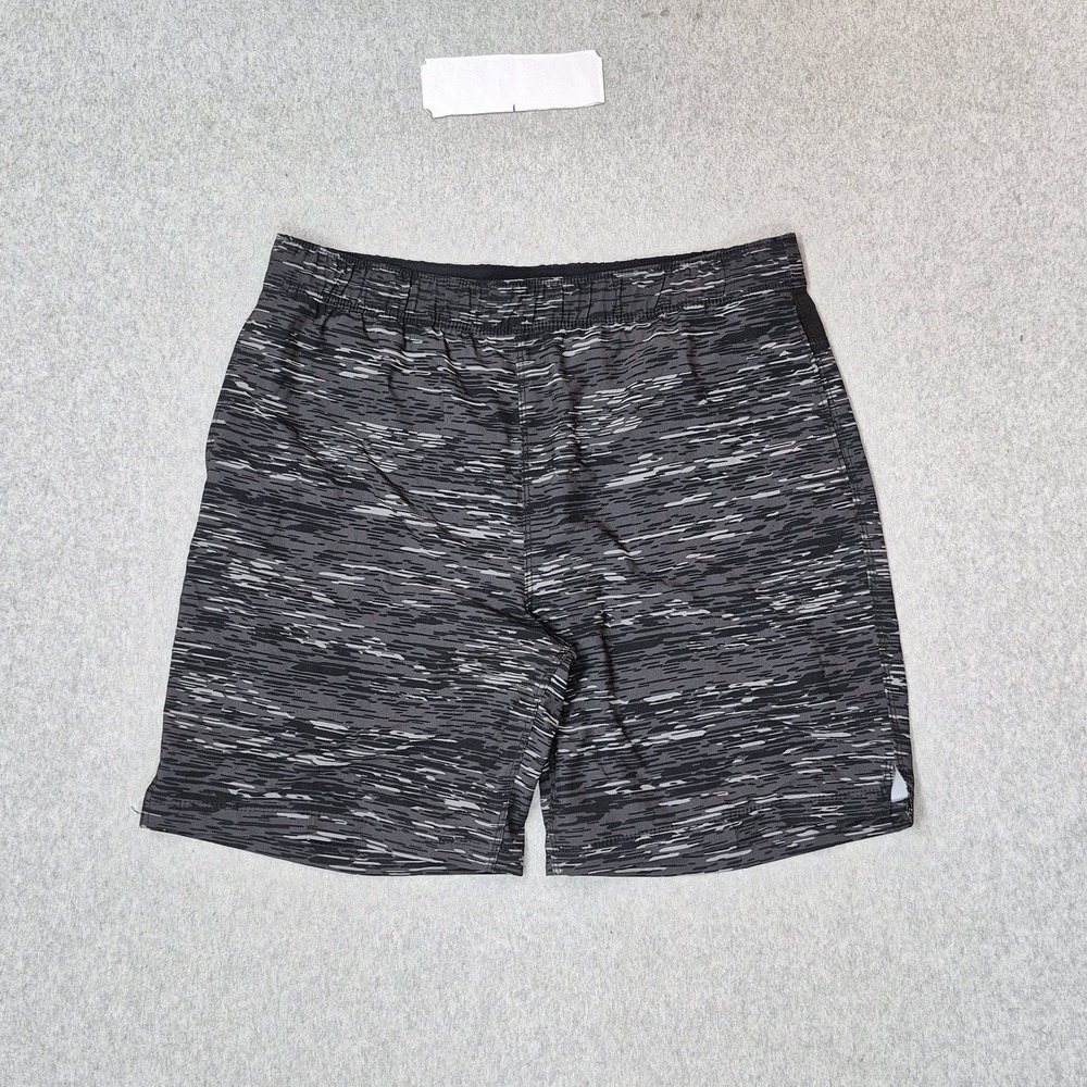 Speedo Men Swimwear L/G Black Swim Trunks Geometric Zipper Logo